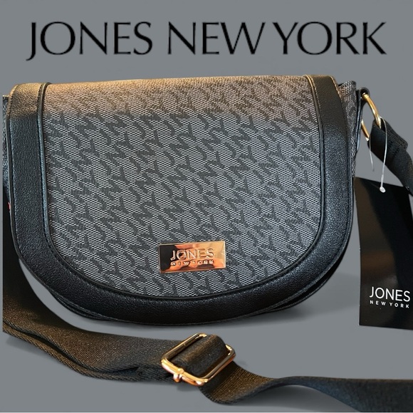 Jones New York Elegant Black and Gray Crossbody Bag, NEW - Picture 1 of 9